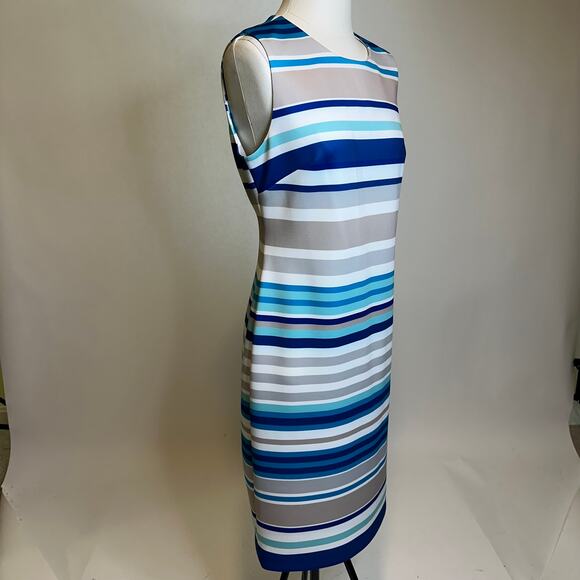 Calvin Klein Blue Striped Midi Dress - Picture 3 of 11